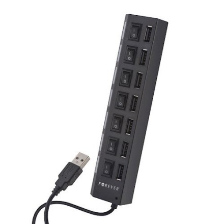USB hub No Brand, USB 2.0, 7 θύρες, μαύρο