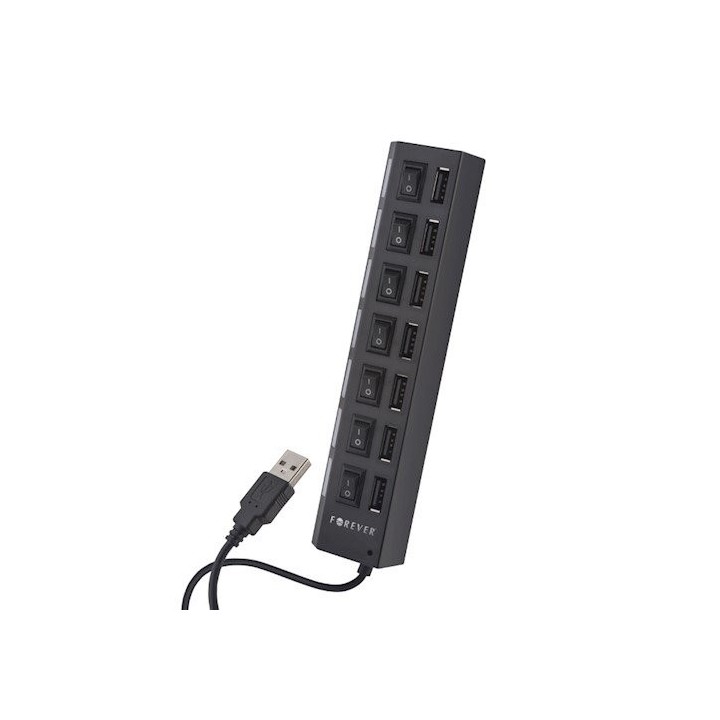 USB hub No Brand, USB 2.0, 7 θύρες, μαύρο