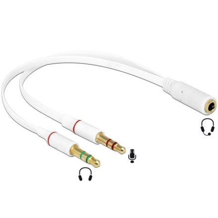 Delock προσαρμογέας ήχου 2x 3.5 male - 3.5 Female, 25cm Καλώδιο - μετατροπέας, για να χρησιμοποιήσετε τα Hands free του κινητού