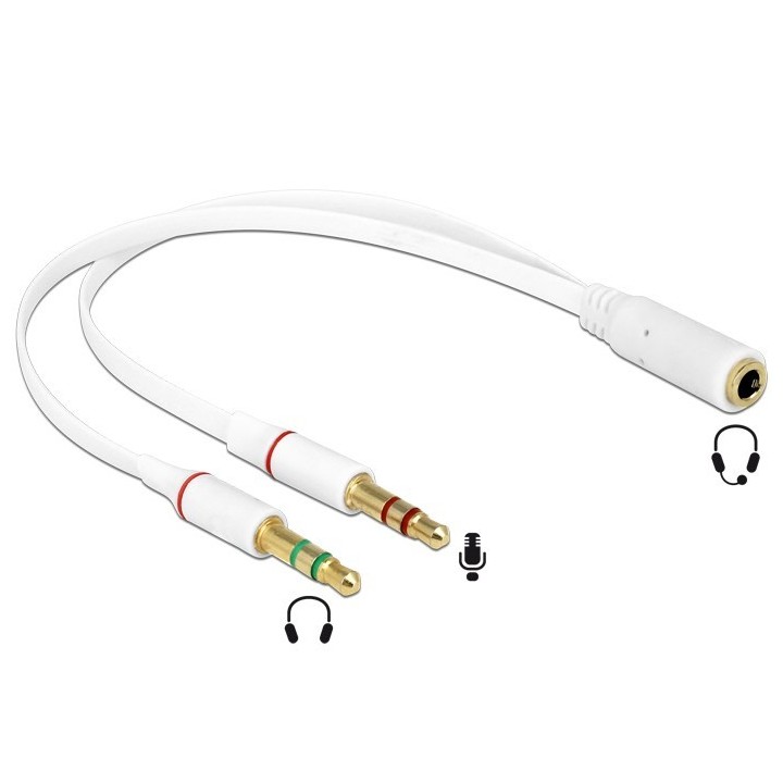 Delock προσαρμογέας ήχου 2x 3.5 male - 3.5 Female, 25cm Καλώδιο - μετατροπέας, για να χρησιμοποιήσετε τα Hands free του κινητού