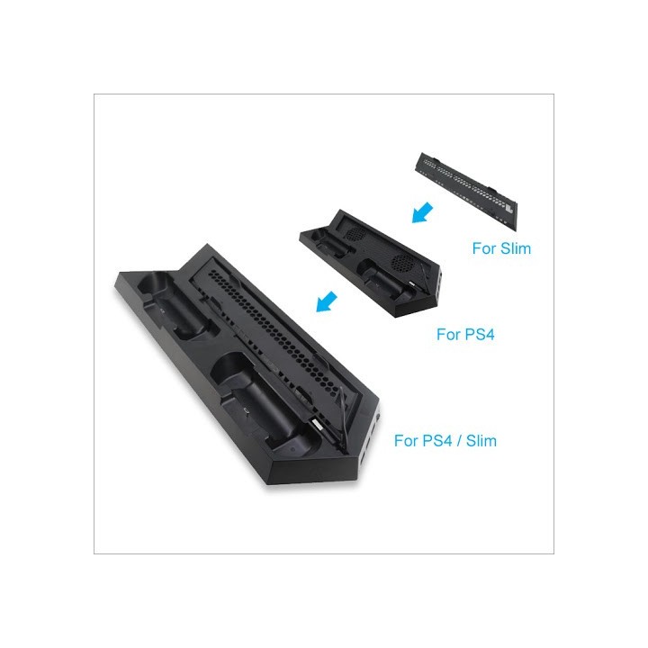 DOBE CHARGING STAND - ΒΑΣΗ ΣΤΗΡΙΞΗΣ ΚΟΝΣΟΛΑΣ + ΦΟΡΤΙΣΗΣ 2 ΧΕΙΡΙΣΤΗΡΙΩΝ + 2 ΑΝΕΜΙΣΤΗΡΕΣ ΨΥΞΗΣ ΓΙΑ PS4/PS4 SLIM/PS4 PRO - ΜΑΥΡΟ
