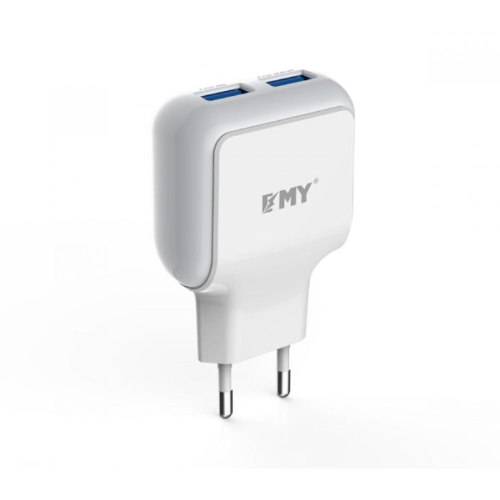 φορτιστής ΕΜΥ MY-220, 5V 2.4α, Universal, 2xUSB, χωρίς καλώδιο