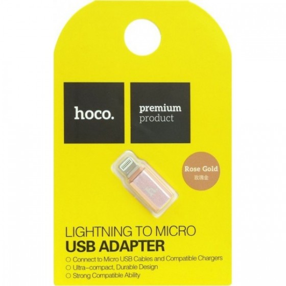 Αντάπτορας Hoco Lighting σε Micro Usb Ρόζ Χρυσό