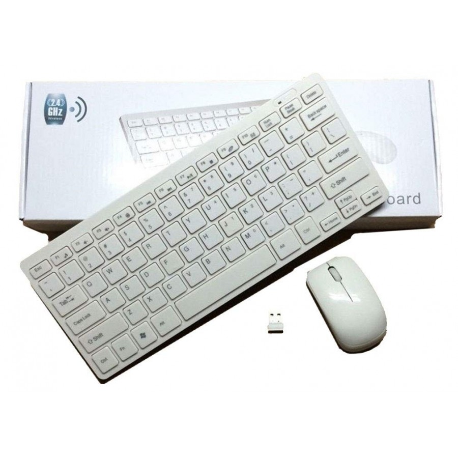 Terabyte 2.4Ghz Wireless Mini Keyboard and Mouse Combo for Windows OS Laptops with USB Support (White)