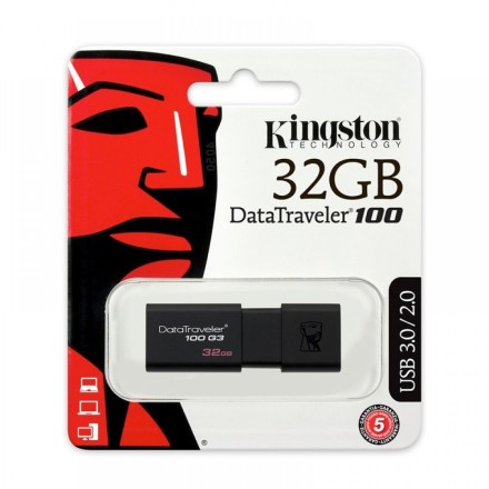Kingston Data Traveler 100 USB Flash 32GB Black USB 3.1/3.0/2.0