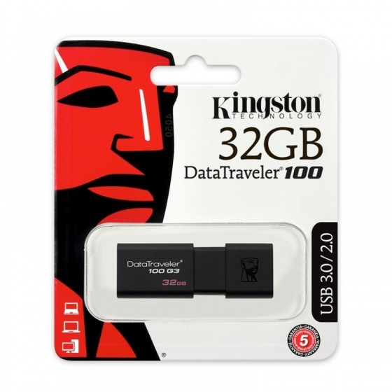 Kingston Data Traveler 100 USB Flash 32GB Black USB 3.1/3.0/2.0(DT100G3/32GB)