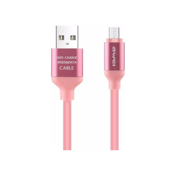 Awei Regular USB 2.0 to micro USB Cable 1m (CL-81) χρώμα Ρόζ