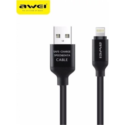 Awei Regular USB to Lightning Cable Μαύρο 1m (CL-80) IPHONE