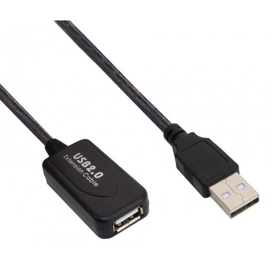 POWERTECH καλώδιο USB 2.0 σε USB female με ενισχυτή, 15m, Black CAB-U054