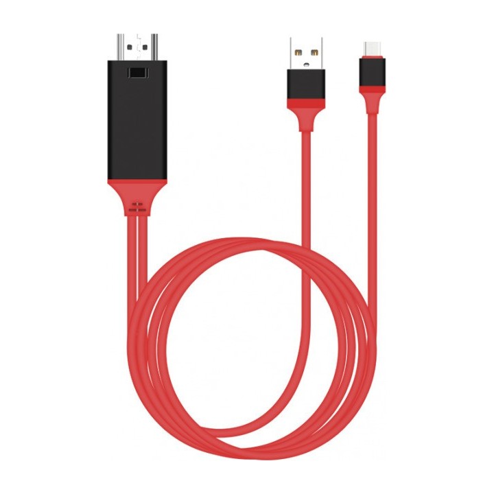 Καλώδιο Earldom WS8C, Type C MHL - HDMI + USB, 2.0m, Κόκκινο