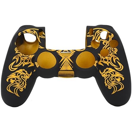 Soft Silicone Case Skin Grip Shell Cover for Sony Playstation 4  Controller (Black and Yellow)