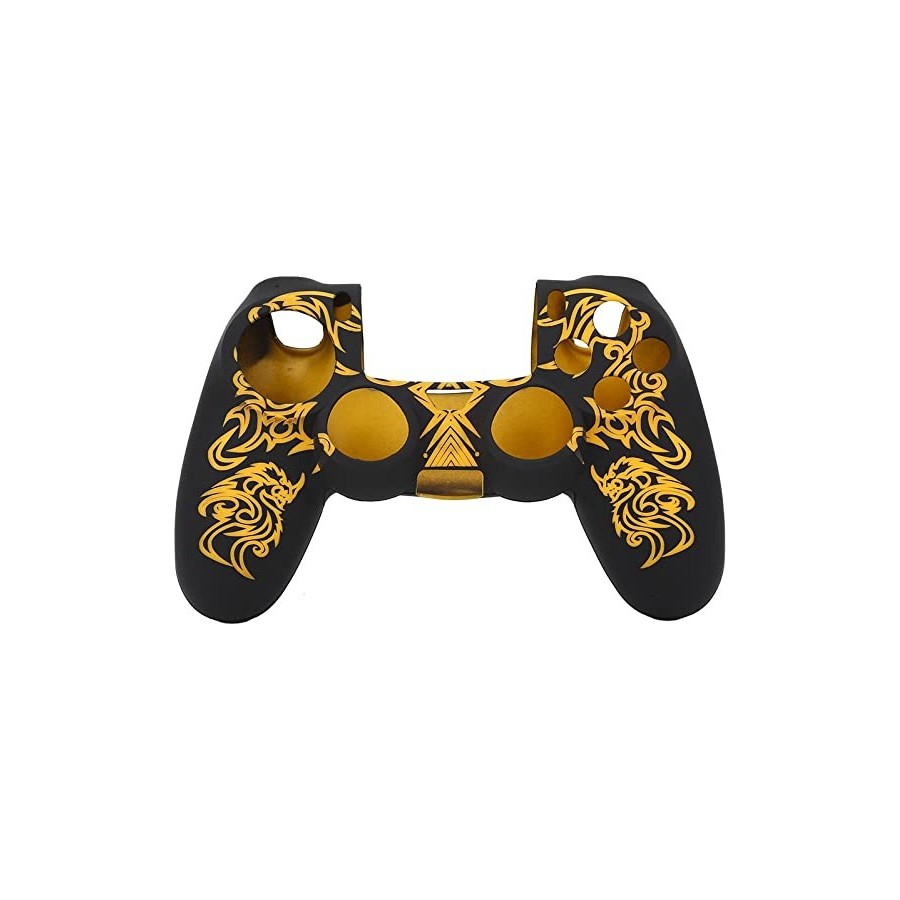Soft Silicone Case Skin Grip Shell Cover for Sony Playstation 4  Controller (Black and Yellow)