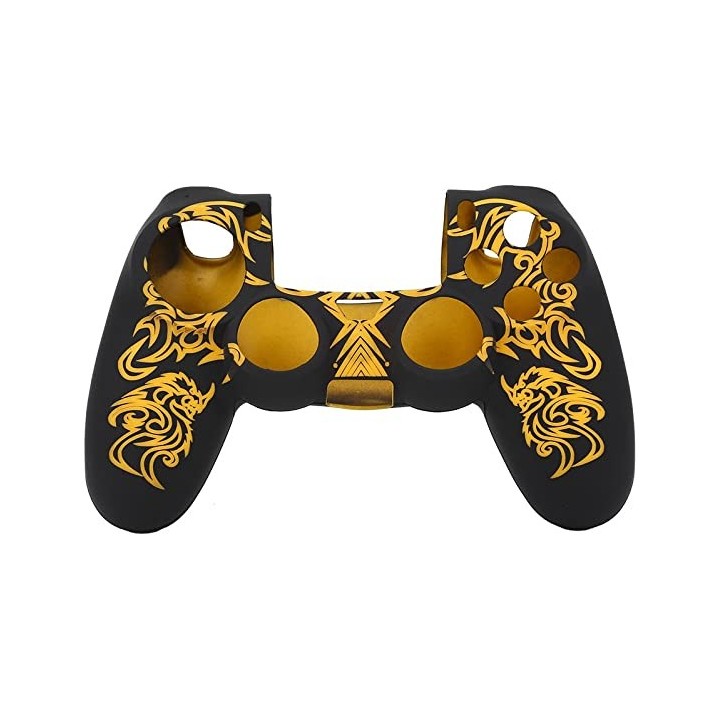 Soft Silicone Case Skin Grip Shell Cover for Sony Playstation 4  Controller (Black and Yellow)