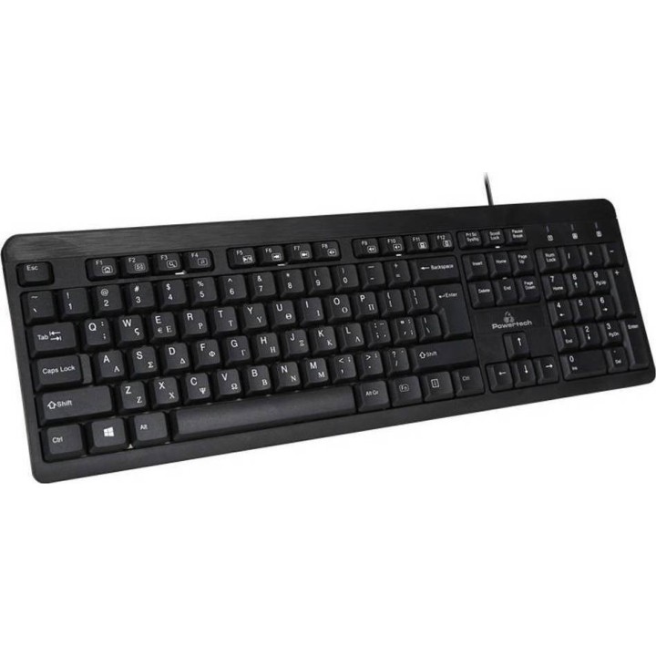 POWERTECH Πληκτρολόγιο PT-677, multimedia, ενσύρματο, μαύρο USB