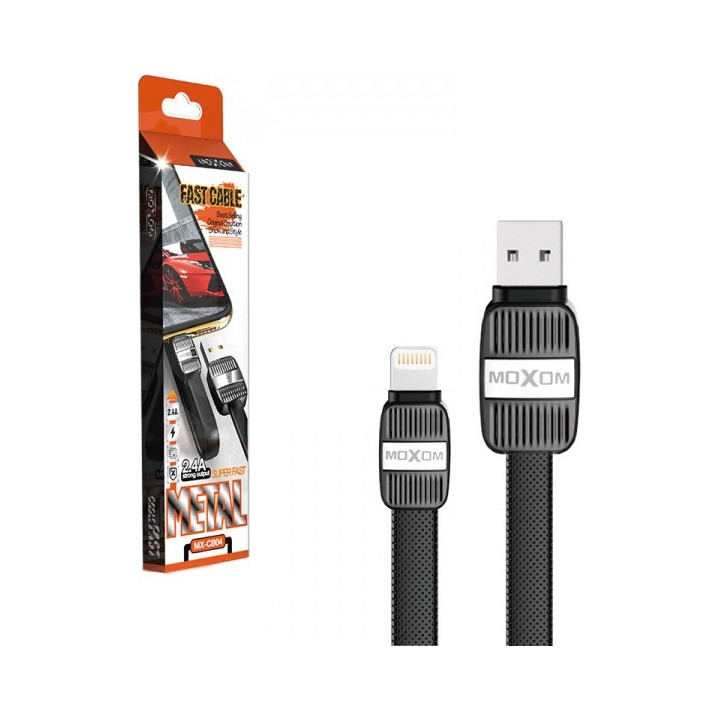 Moxom Flat USB to Lightning Cable Μαύρο 1m (MX-CB04) i-Phone