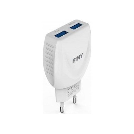 Emy Power 2x USB Wall Adapter Λευκό (MY-221)
