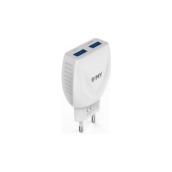 Emy Power 2x USB Wall Adapter Λευκό (MY-221) με καλώδιο 1 μέτρο Type-C
