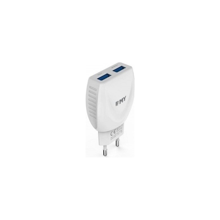 Emy Power 2x USB Wall Adapter Λευκό (MY-221)