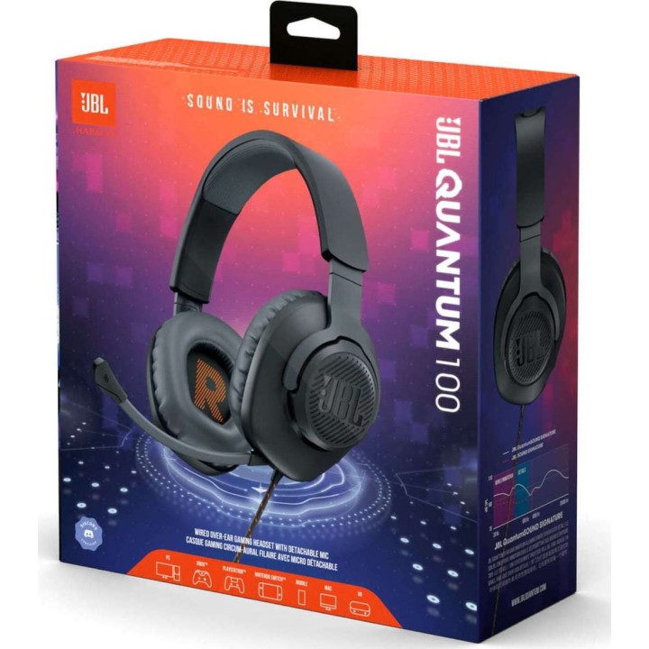 JBL Quantum 100, Over-Ear Wired Gaming Headset (Blue)