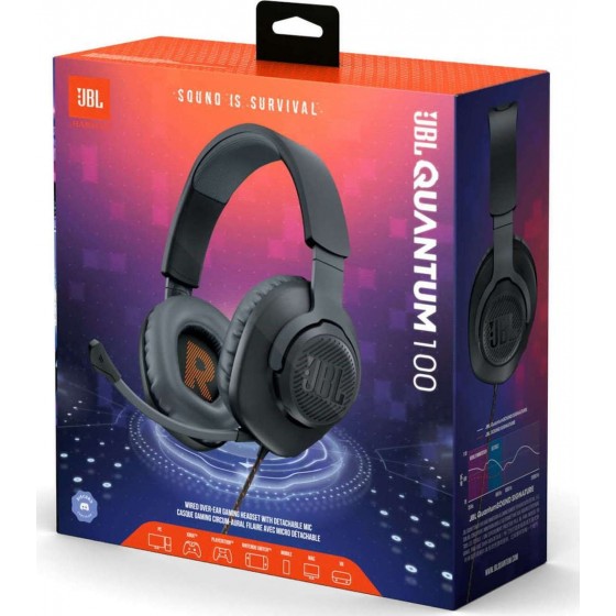JBL Quantum 100, Over-Ear Wired Gaming Headset (Black)