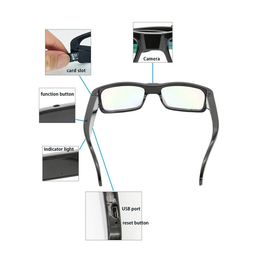 Γυαλιά οράσεως με ενσωματωμένη κάμερα SPY-015, Full HD, μαύρα