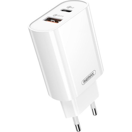 Φορτιστή Remax Simple RP-U37, 1xUSB QC3.0, 1xType-C PD, Μαυρο