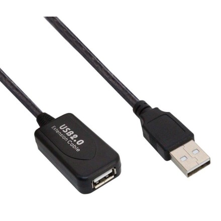 POWERTECH καλώδιο USB 2.0 σε USB female με ενισχυτή, 5m, Black