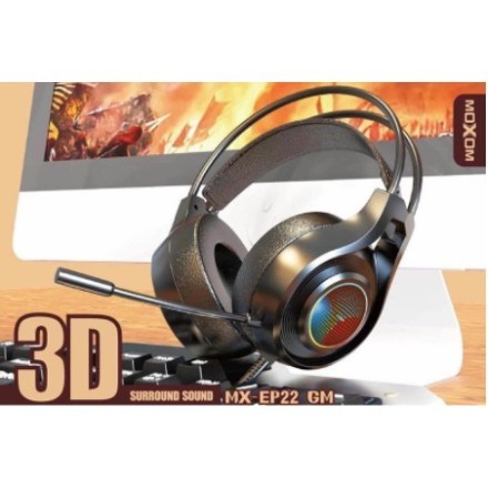 Moxom Mx-EP22 headphone 3D surround sound adjustable mic gaming led light headset earphone earbuds stereo sound music