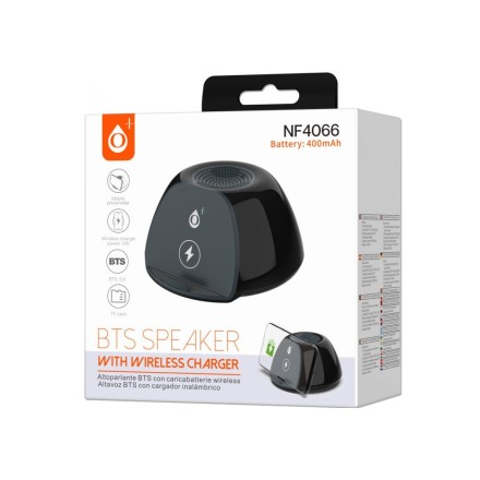 Bluetooth ηχείο NF4066 ONE PLUS με υποστήριξη & ασύρματη φόρτιση 5W, 3W, κάρτα TF (32G Max), 400mAh, Μαύρο
