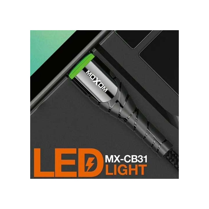 Καλώδιο δεδομένων MOXOM MX-CB31 USB 2.4A Qualcomm 3.0 Quick Charging  / LED ένδειξη Micro USB 1 Μέτρο Μαύρο