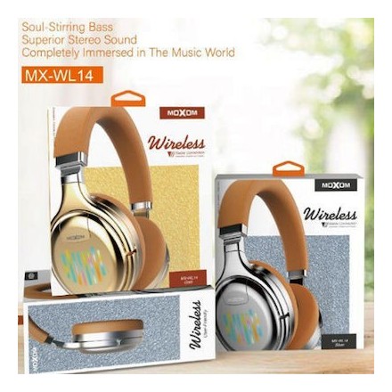 Ασύρματα Ακουστικά Headset Bluetooth Moxom Neon Beat MX-WL14 FM MODE Χρώμα Brown