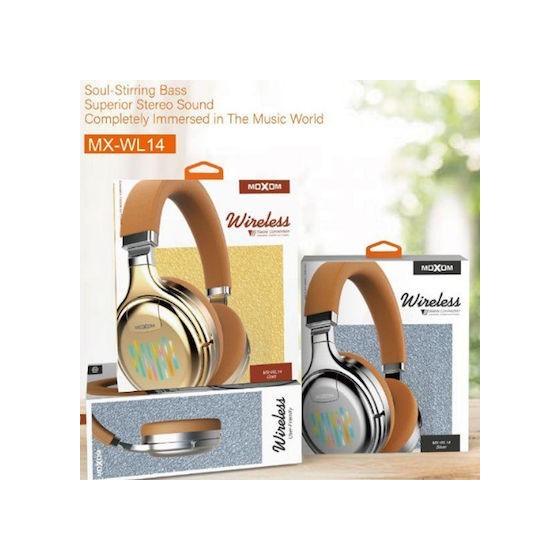 Ασύρματα Ακουστικά Headset Bluetooth Moxom Neon Beat MX-WL14 FM MODE Χρώμα Brown