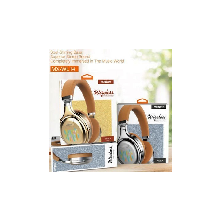 Ασύρματα Ακουστικά Headset Bluetooth Moxom Neon Beat MX-WL14 FM MODE Χρώμα Brown