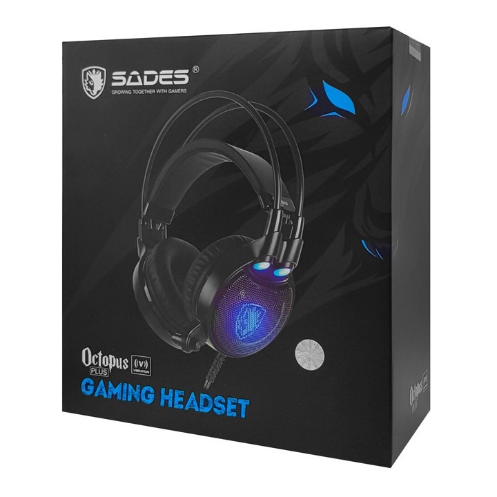 SADES Gaming Headset Octopus Plus με δόνηση, multiplatform, USB, μαύρο