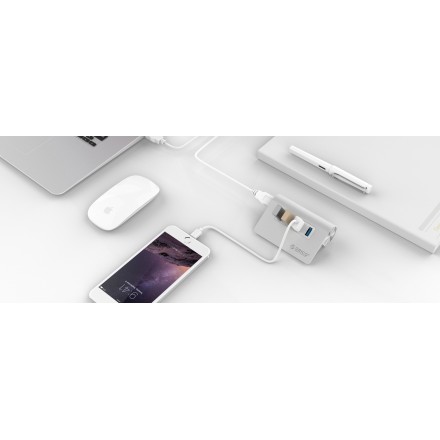 ORICO USB 3.0 Hub M3H4, 4x USB3.0 ports, 5Gbps, ασημί