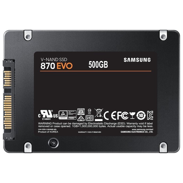 Samsung 870 Evo 500GB Σκληρός Δίσκος SSD 2.5'' Sata 3 MZ-77E500B/EU Samsung
