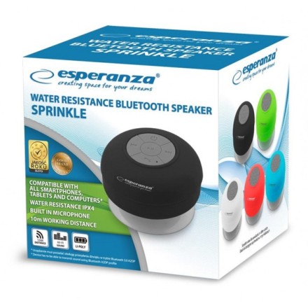 ESPERANZA Φορητό ηχείο Sprinkle EP124K, bluetooth, με βεντούζα, μαύρο