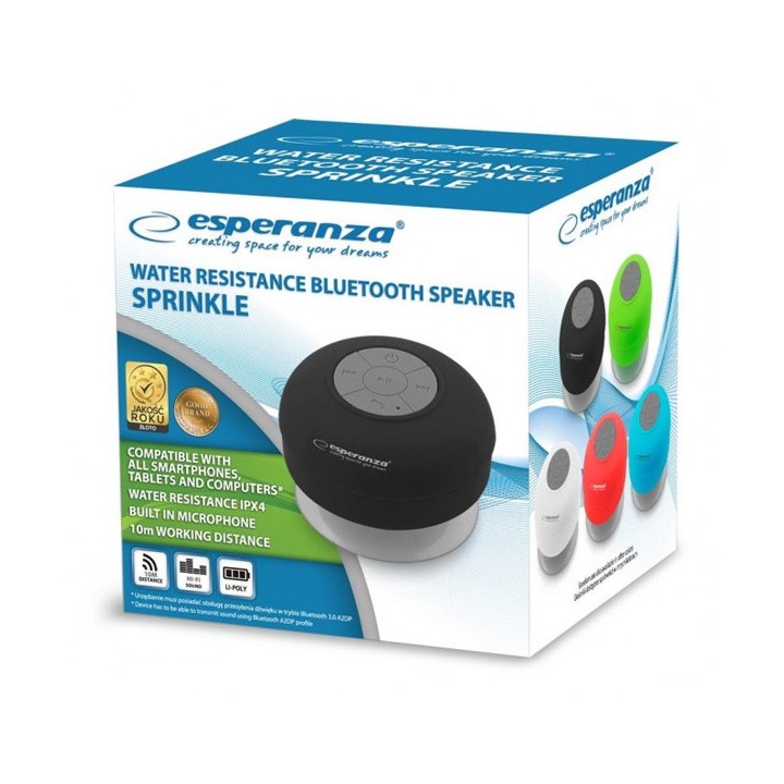 ESPERANZA Φορητό ηχείο Sprinkle EP124K, bluetooth, με βεντούζα, μαύρο