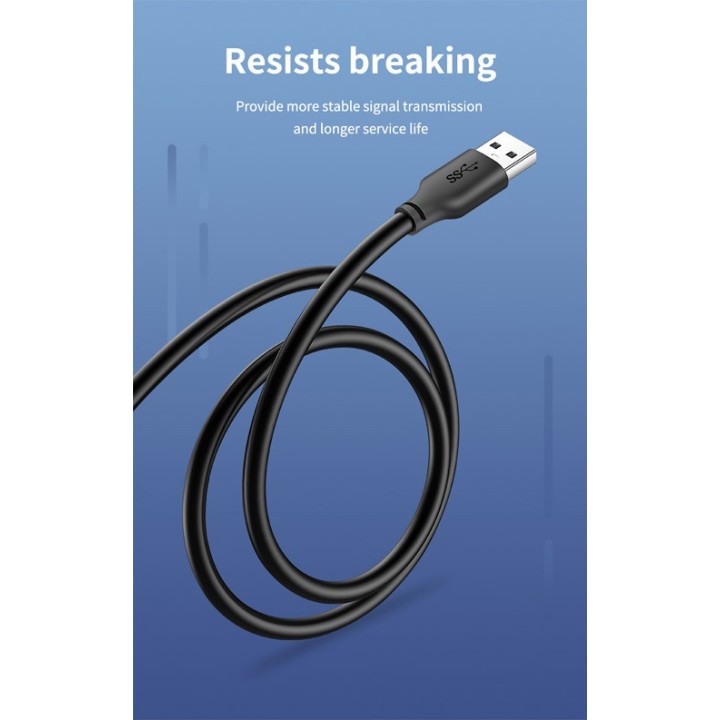 CABLETIME καλώδιο USB 3.0 αρσενικό σε θηλυκό C160, 5Gbps, 2m, μαύρο