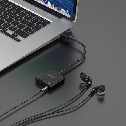 ORICO USB κάρτα ήχου SKT3, USB2.0, 3x 3.5mm, μαύρο