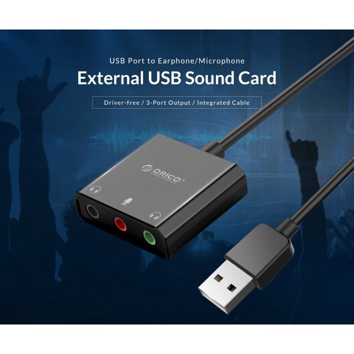 ORICO USB κάρτα ήχου SKT3, USB2.0, 3x 3.5mm, μαύρο