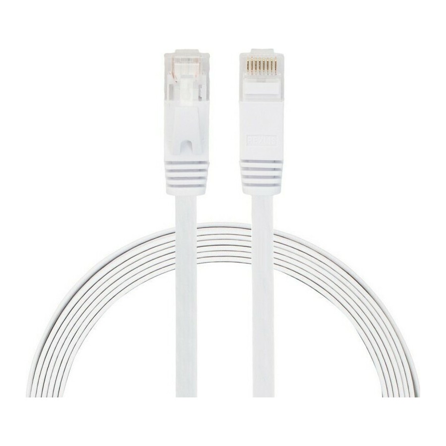 Cable LAN Cat: 6 FLAT 10 m DeTech καλώδιο δικτύου 10 μέτρα πλακέ cat6 χρώμα Λευκό