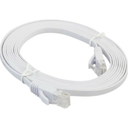 Cable LAN Cat: 6 FLAT 10 m DeTech καλώδιο δικτύου 10 μέτρα πλακέ cat6 χρώμα Λευκό