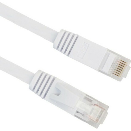 Cable LAN Cat: 6 FLAT 5.0 m DeTech καλώδιο δικτύου 5 μέτρα πλακέ cat6 χρώμα Λευκό