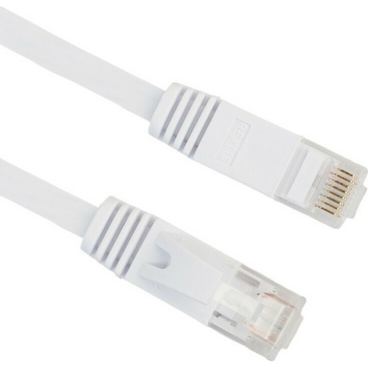 Cable LAN Cat: 6 FLAT 5.0 m DeTech καλώδιο δικτύου 5 μέτρα πλακέ cat6 χρώμα Λευκό