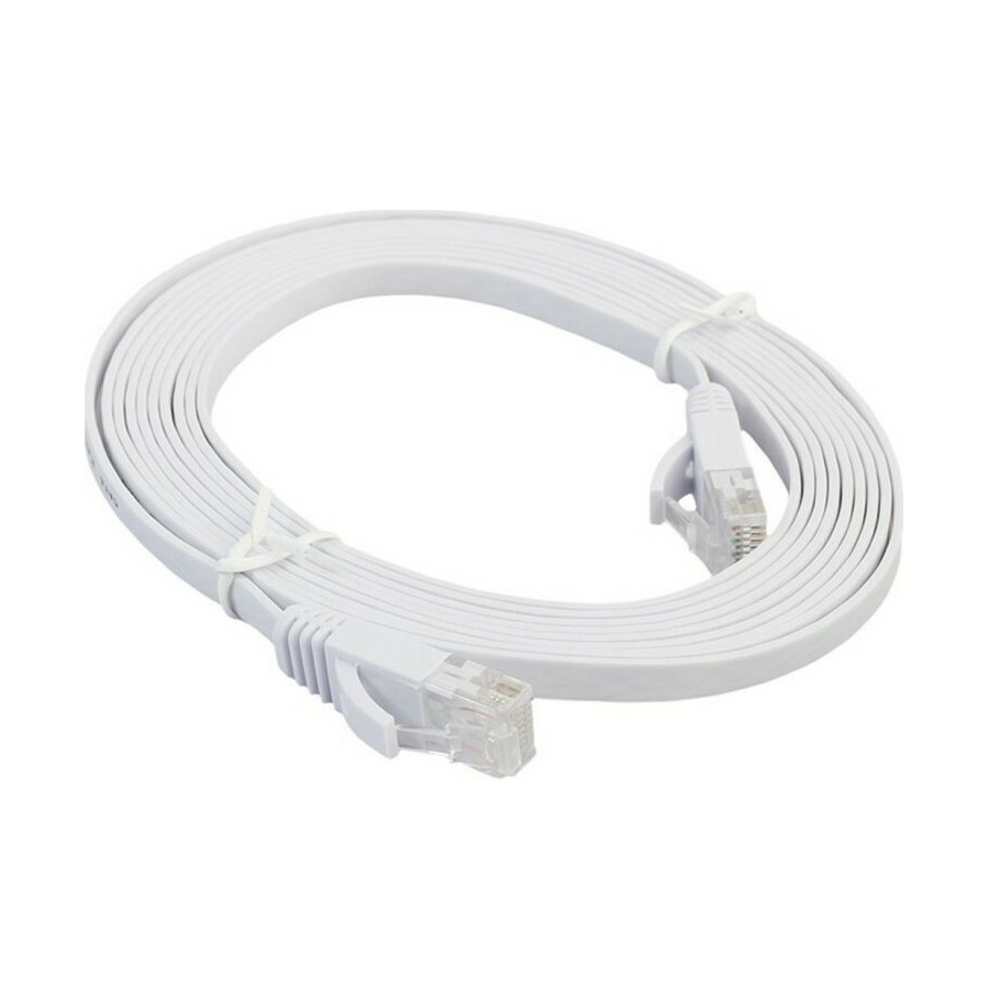 Cable LAN Cat: 6 FLAT 5.0 m DeTech καλώδιο δικτύου 5 μέτρα πλακέ cat6 χρώμα Λευκό