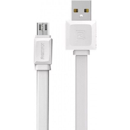 REMAX FLAT USB TO MICRO USB CABLE ΛΕΥΚΟ 1M FAST 2.4A (RC-129M)