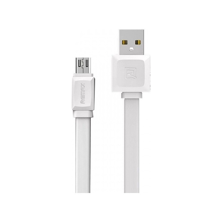 REMAX FLAT USB TO MICRO USB CABLE ΛΕΥΚΟ 1M FAST 2.4A (RC-129M)