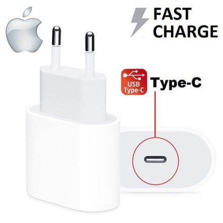 Apple Φορτιστής Σπιτιού 1 Θέσης Λευκό, 20W USB-C + Καλώδιο φόρτισης 1 μέτρο Λευκό (MU7V2ZM/A)