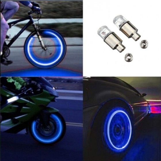 Καπάκι βαλβίδας ποδηλάτου με φως, 2 τμχ, μπλε